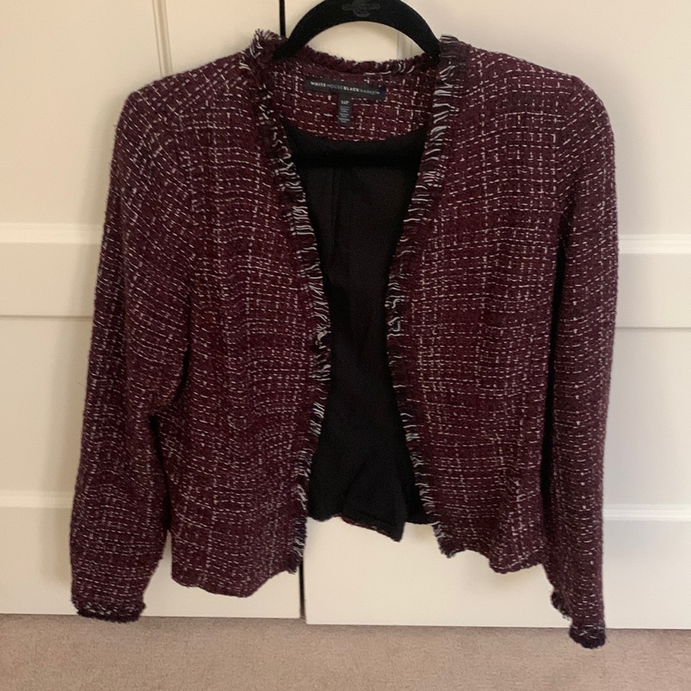 Beautiful burgundy tweed WHBM a jacket 14 petite